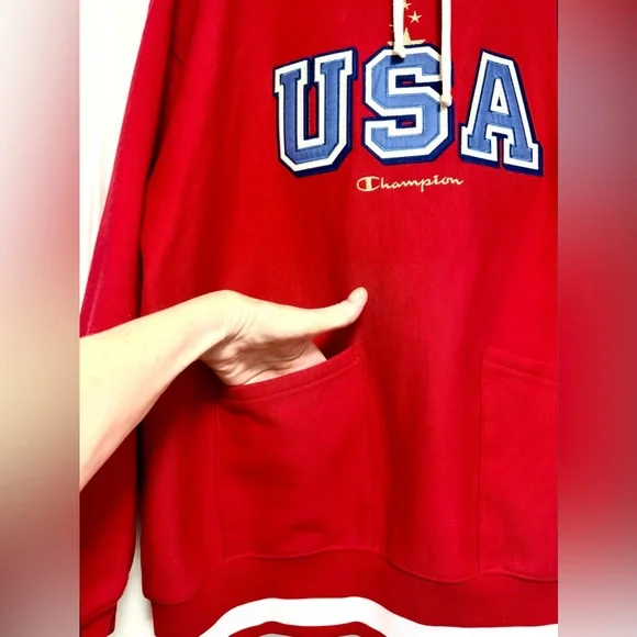 Champion Red USA Men's Hoodie - Picture 5 of 11